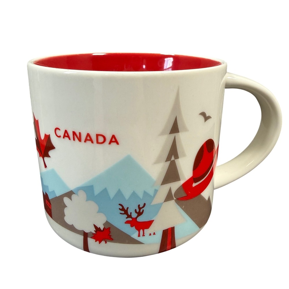 Starbucks You Are‎ Here Mug 14oz White Red Canada Souvenir Coffee Cup
